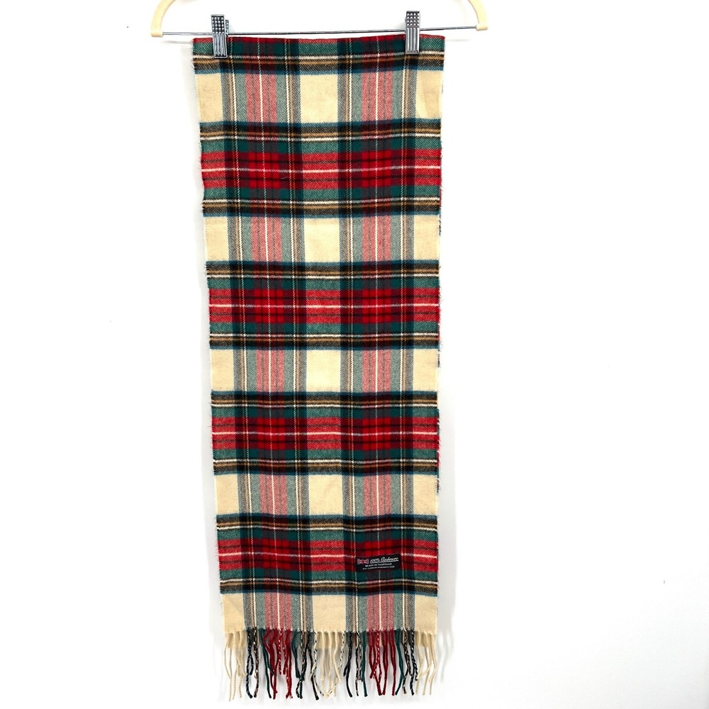 Made in Scotland 100% cashmere tartan plaid scarf preppy old money academia
